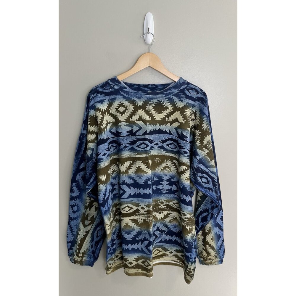 Vintage 80’s/90’s Cherokee Sweatshirt Sz‎ Lg NOS Aztec Tribal Print Pullover